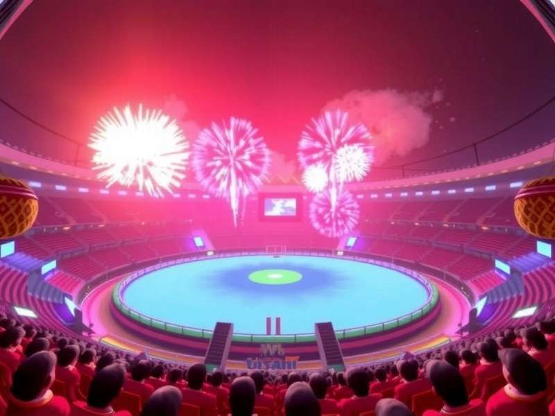 VR Cricket Titanic Tussle Diwali Carnival Diwali-themed stadium in VR Cricket Titanic Tussle with fireworks