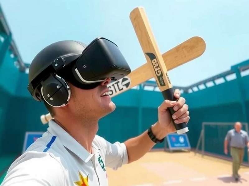 VR Cricket Titanic Tussle Batting Gameplay Player using VR controllers to bat in VR Cricket Titanic Tussle